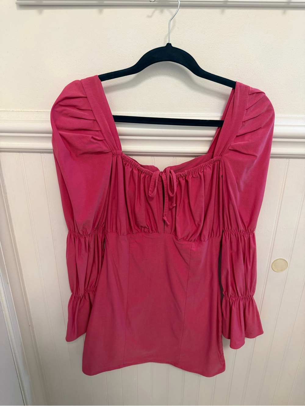 Maya Fuchsia Pink Mini Dress with Puff Sleeves